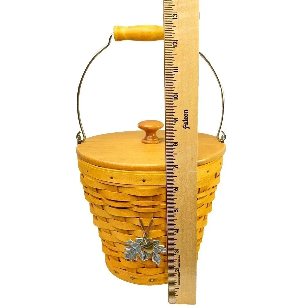 Longaberger AUTUMN PAIL Basket Protector Lid Tie-On & Falling Leaves Liner 2002